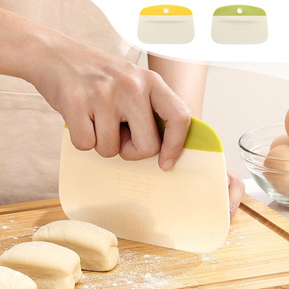 HengDidi Flexible Dough Scraper with Measuring Marks - Multi-Purpose Baking Tool for Kneading and Cutting, Hanging Hole Storage for Kitchen Efficiency