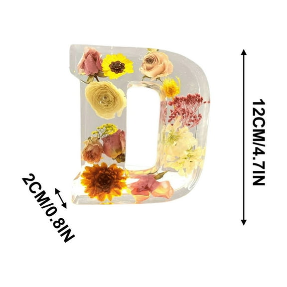 HengDidi Floral Letter Night Light - Resin Handcrafted Home Decor Gift For Birthday, Housewarming, Nursery & Bedroom (Alphabet Shape)