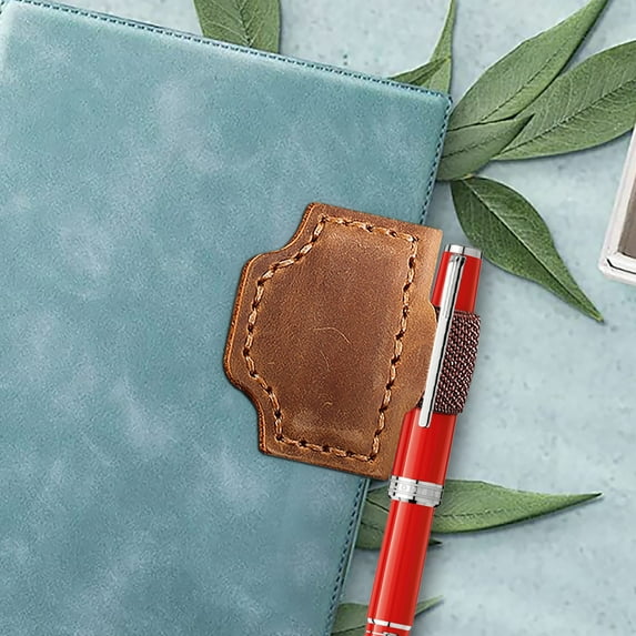 HengDidi Genuine Leather Magnetic Pen Clip Multifunctional Bookmark Holder Vintage Retro Design Attachable for Notebook Planner Binder Writing Organization Office Use