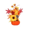 thumbnail image 1 of HengDidi Halloween Thanksgiving Decorative Pumpkin Centerpiece: Autumn Leaf Accent Tabletop Decor Reusable Festive Home Display, 1 of 6