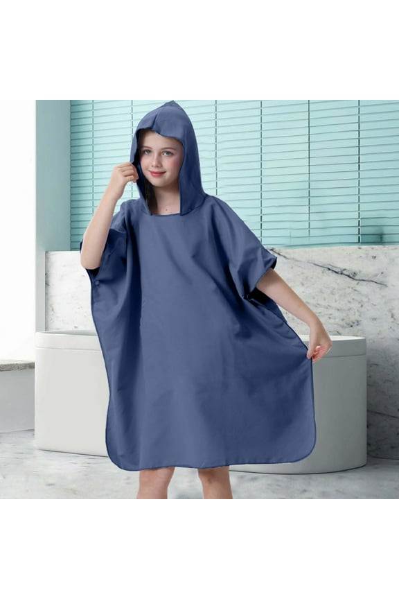 Hooded Beach Changing Robe Towel for Youngster, Fast Dry Surf Swim Cover Up with Pockets, Portable Pool Sea Camping Adventure Gear