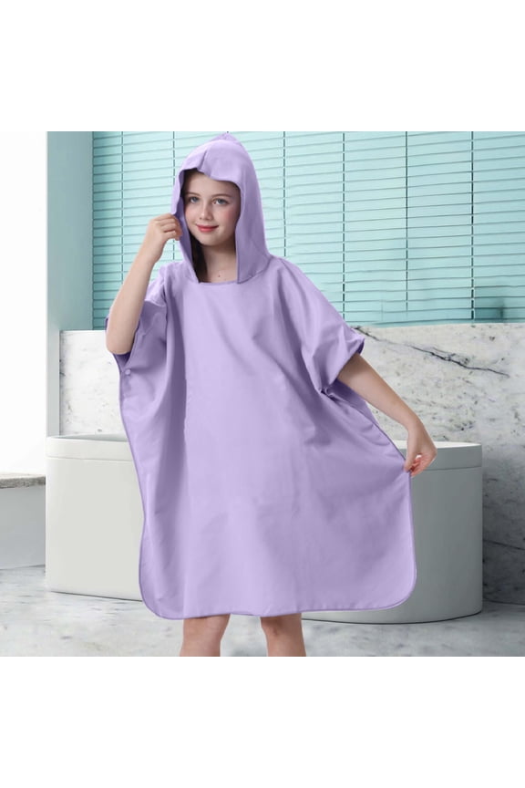 Hooded Beach Changing Robe Towel for Youngster, Fast Dry Surf Swim Cover Up with Pockets, Portable Pool Sea Camping Adventure Gear
