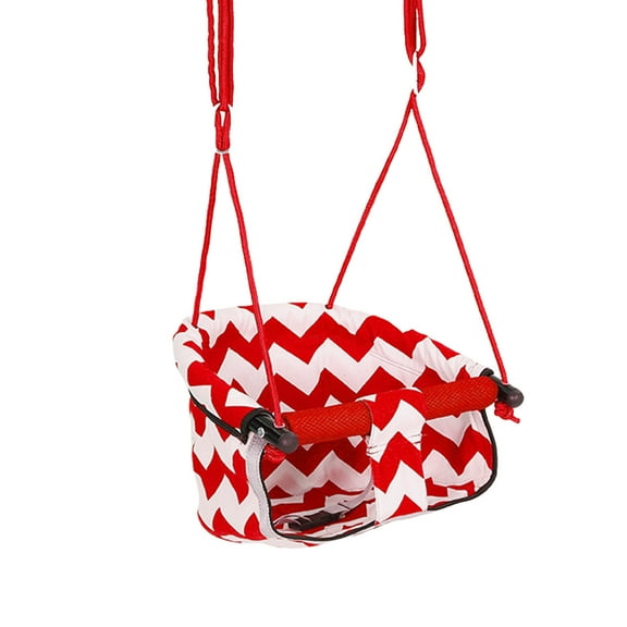 HengDidi Indoor/Outdoor Canvas Swing Seat with Safety Straps - Adjustable Height Hanging Basket for Youngster Family Use, 220lb Capacity (Red/Blue)