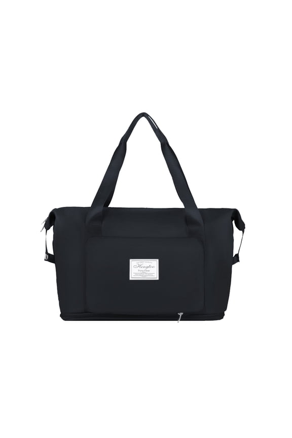 HengDidi Large Capacity Expanding Double Back Travel Bags Luggage Organizer Bag Handbag Waterproof Foldable Travel Clothes Storage Bag Black (39x42x22cm/15.35x16.53x8.66in)
