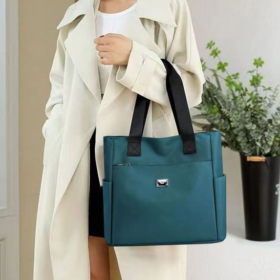 HengDidi Large Capacity Oxford Cloth Tote Bag with Zipper Compartment Women's Shoulder Handbag for Shopping Travel Campus Durable Fashionable Carryall Accessory