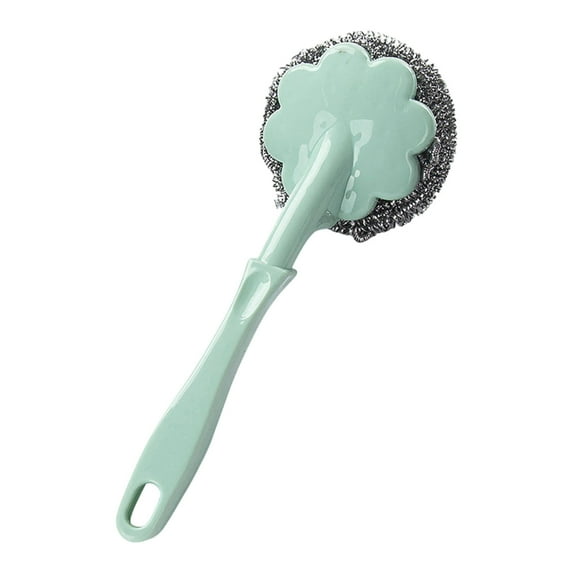 HengDidi Long Handle Pot Brush with Stainless Steel Bristles Scrubber for Cookware Pans Dish Cleaning Hangable Kitchen Brush