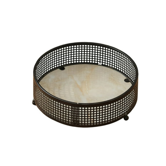 HengDidi Medium Metal Fruit Basket Organizer with Sturdy Base Decorative Tray for Living Room Table Snack Candy Storage Home Centerpiece Gold or Black Size 16.5x16.5x5cm