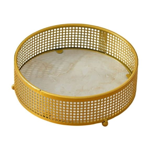 HengDidi Medium Metal Fruit Basket Organizer with Sturdy Base Decorative Tray for Living Room Table Snack Candy Storage Home Centerpiece Gold or Black Size 16.5x16.5x5cm