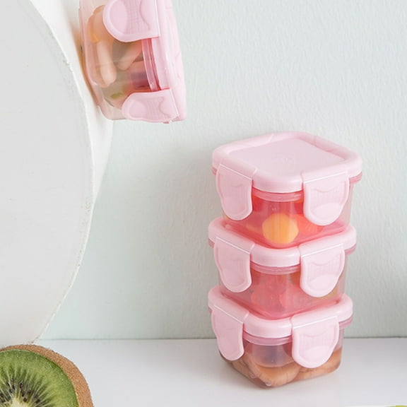HengDidi Mini Square Food Container with Silicone Seal and Snap Lids for Portioning, Puree and Picnic Snacks - Transparent PP Material, Microwave Safe, Stackable, and Compact
