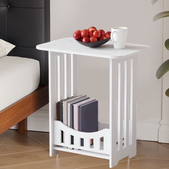 HengDidi Modern Mini Square Side Table for Bedroom Living Room Apartment - Space-Saving Easy Assembly Small Coffee Table Nightstand Sofa Side Table with Sturdy PVC Material, Compact Storage Home