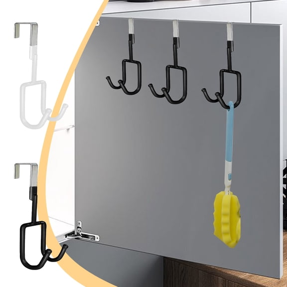 HengDidi No Drill Heavy Duty Iron Double Door Hooks for Kitchen Bathroom Storage Space Saving Over Door Mount Organizer for Towels Bags Robes