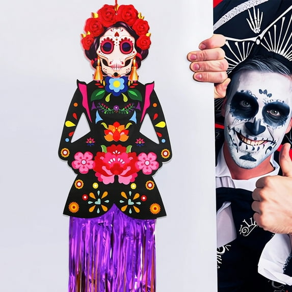 HengDidi Oversize Day of the Dead Banner Party Decor Prestrung Durable Material for Mexican-Altar Wall Festival Holiday Home Decorations