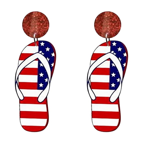 HengDidi Patriotic Teardrop Wooden Earrings - Lightweight Red White Blue Jewelry for 4th of July, Weddings & Special Occasions, Handcrafted Women's Fashion Accessories
