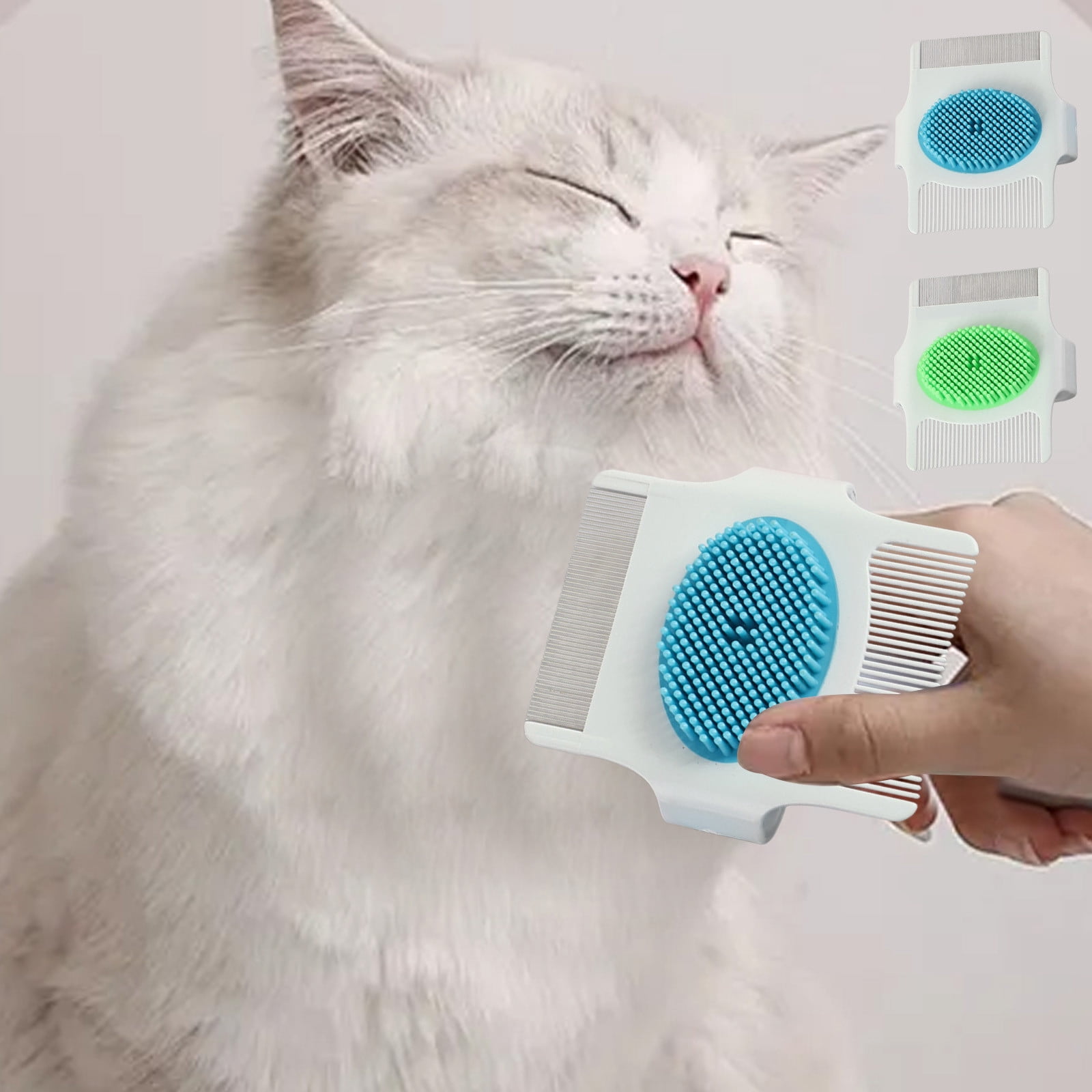 View of HengDidi Pet Grooming Brush with Stainless Steel Teeth, Gentle Massage ...