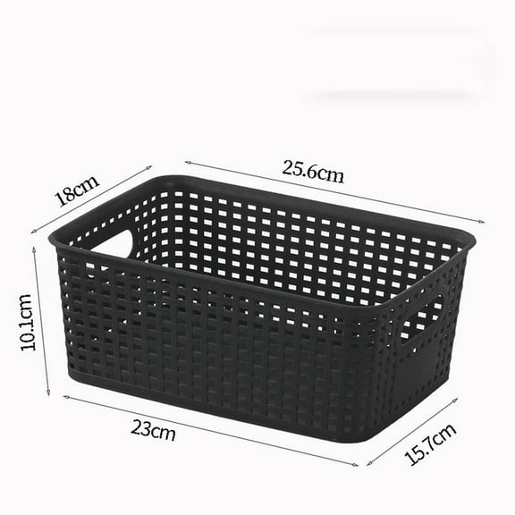 HengDidi Plastic Woven Storage Basket with Handles for Shelf Organization, Stackable Ventilated Bins for Toys Books Sundries Home Office or Campus Decor