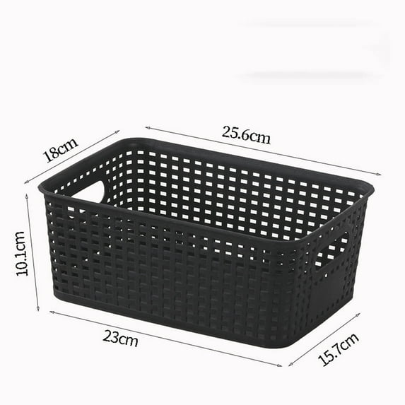 HengDidi Plastic Woven Storage Basket with Handles for Shelf Organization, Stackable Ventilated Bins for Toys Books Sundries Home Office or Campus Decor