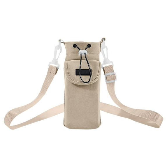 HengDidi Portable Insulated Water Bottle Holder Bag with Adjustable Strap, Large Front Storage Pocket, Nylon Protective Cover for Outdoor Hiking Sports Commute