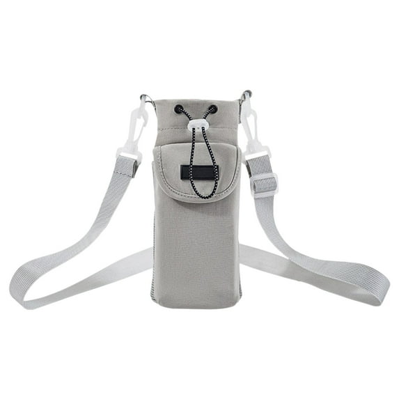 HengDidi Portable Insulated Water Bottle Holder Bag with Adjustable Strap, Large Front Storage Pocket, Nylon Protective Cover for Outdoor Hiking Sports Commute