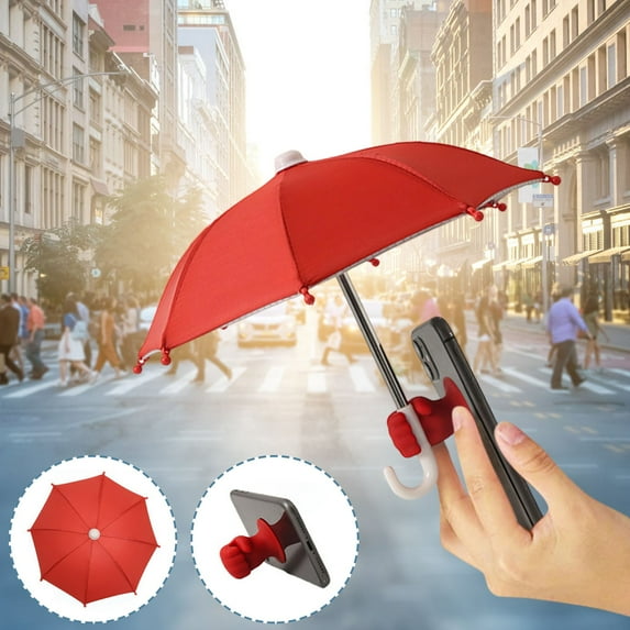 HengDidi Portable Mini Sunshade Umbrella with Strong Suction Cup Phone Stand Rain and UV Protection for Outdoor Mobile Devices Foldable Compact Design for Travel Convenience