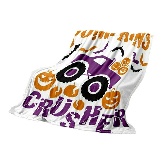 HengDidi Pumpkin Print Flannel Throw Blanket for Sofa Bed Decor, Soft Warm Polyester Fleece Fall Thanksgiving Home Decor, 100x70 cm Cozy Family Use