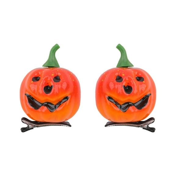 HengDidi Pumpkin Smiling Face Hair Clips 2 Pack, Halloween Party Hair Accessories Festive Headpieces, Funny Plastic Ornaments for All Ages - Orange Design Seasonal Wear