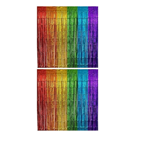 HengDidi Rainbow Foil Curtain Backdrop (2-Pack), Colorful Peel-and-Stick Party Decor for Birthdays/Weddings, 78x78 Inch Shiny Theme Decoration for Events