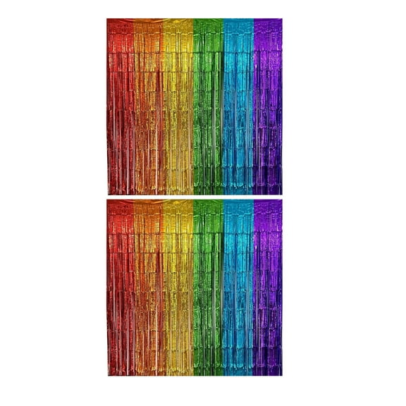 HengDidi Rainbow Foil Curtain Backdrop (2-Pack), Colorful Peel-and-Stick Party Decor for Birthdays/Weddings, 78x78 Inch Shiny Theme Decoration for Events