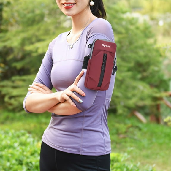 HengDidi Reflective Running Arm Pouch with Adjustable Strap - Lightweight & Breathable Fitness Phone Holder for Outdoor Jogging, Night Exercise, Secure Storage Wine