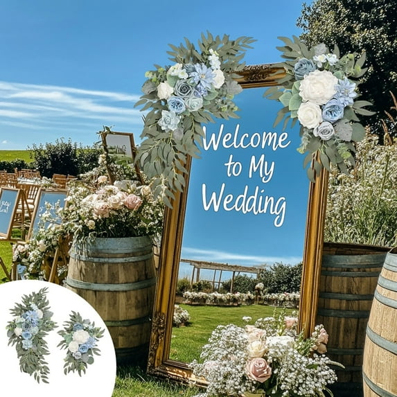 HengDidi Reusable Wedding Floral Decoration Set: Two-Piece Simulation Silk Arch and Table Centerpieces with Realistic Effect for Indoor Outdoor Events Photography