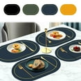 thumbnail image 1 of HengDidi Reversible Leather Placemats Set Oval Heat Resistant Oil Proof Non-Slip Dining Table Mat for Home Restaurant Decor, 1 of 9