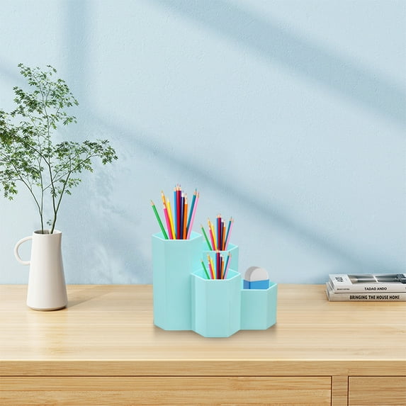 HengDidi Rotating Storage Tray Multifunctional Organizer for Stationery Art Supplies Countertop Home Office Accessory White Blue Yellow Pink