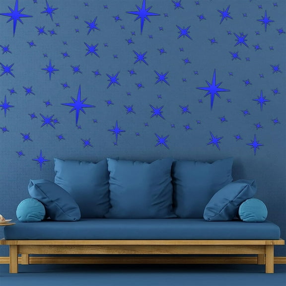 HengDidi Self-Adhesive Reflective Wall Decals with Star Motifs for Room Enhancement - Flexible Interior Decor Tiles for Living Spaces - 42-Piece Home Design Set