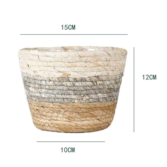 HengDidi Small Cotton Rope Plant Basket Woven Plant Coiled Basket , Decorative Flower Pot Cover Closet Storage Bin Table Desk Organizer for Home Decor