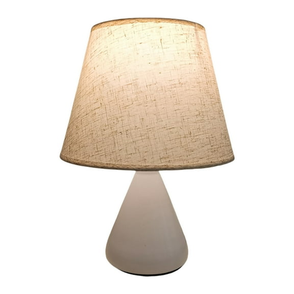 HengDidi Small Table Lamp, Boho Bedside Lamp with Linen Fabric Shade, Wood Tripod Nightstand Lamp for Nursery, Living Room, Bedroom, Narrow End Table, 11 Inch, ON/Off Switch