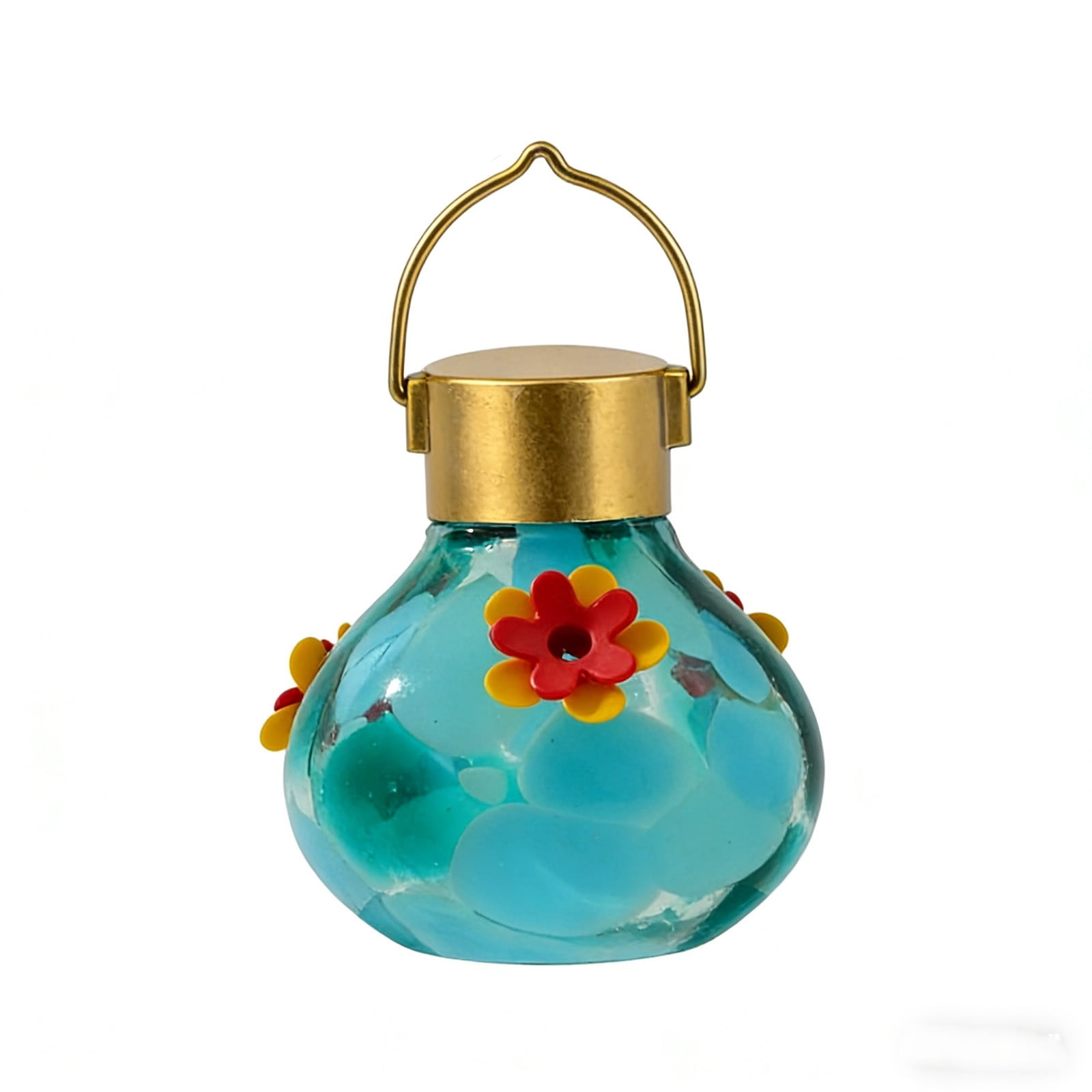 HengDidi Solar Hummingbird Feeder with LED Light, Glass Outdoor Bird Water Dispenser, Multicolor Design for Nighttime Use, Hanging Patio Garden Decoration to Attract Hummingbirds
