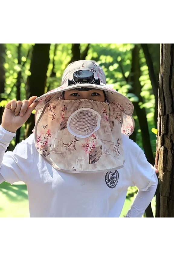 Solar Powered Fan Sun Hat for Women with UV Protection Wide Brim Adjustable 3 Speed Outdoor Cooling Headwear for Hiking Fishing
