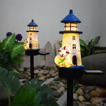 HengDidi Solar Powered Resin Lighthouse Garden Decoration with Warm LED - Weather Resistant Outdoor Ambiance Lighting for Courtyard Villa Landscape Accent Lantern