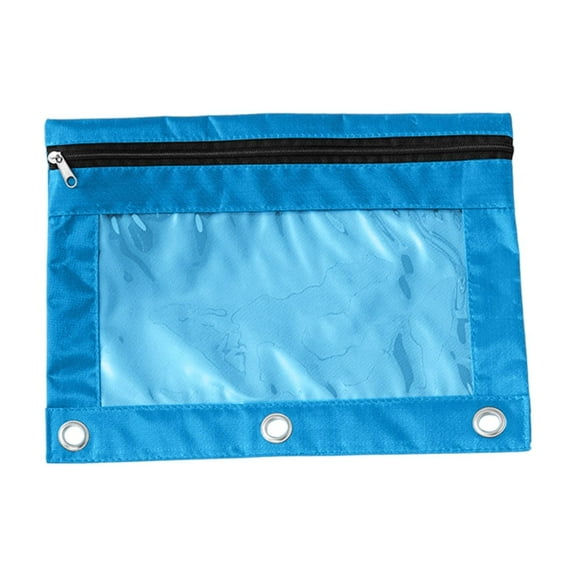 HengDidi Spacious Three-Hole Zippered Pencil Case - Durable Cloth Fabric with Transparent Mesh Compartment, Large Capacity Storage for Pens and Office Supplies, Portable for Campus or Organization