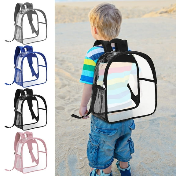 HengDidi Stadium Approved Clear Transparent Backpack - Lightweight PVC Mini Bag for Concerts, Festivals, Sports & Campus Events - Multi-Pocket Design for Women, Men & Youngsters (32x27x13cm)