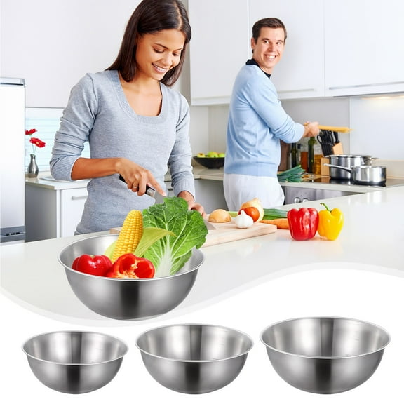 HengDidi Stainless Steel Mixing Bowl - Food Grade Metal Bowl, Durable and Rust Resistant - Easy to Clean Surface, Ideal for Mixing, Serving, Food Storage in Home Kitchen