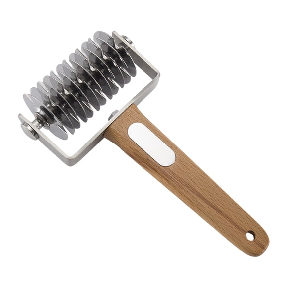 HengDidi Stainless Steel Pizza Making Kit with Wooden Rolling Pin and Perforated Rolling Cutter - All-in-One Baking Tool for Homemade Pizza Bread Pasta Dough Preparation