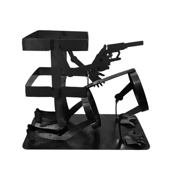 HengDidi Steampunk Style Metal Wine Bottle Display Stand Home Bar Decor Kitchen Countertop Beverage Holder with Funny