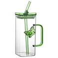 thumbnail image 1 of HengDidi Stylish Square Glass Tumbler with Double-Wall Insulated Straw, High Borosilicate Handle Cup for Cold Drinks, Dishwasher-Safe, 1 of 10