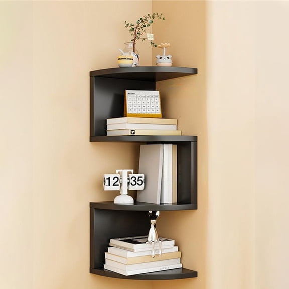 HengDidi Tall Multi-Tier Corner Shelf for Kitchen/Bathroom, Sturdy Wooden Storage Rack with Adjustable Shelves