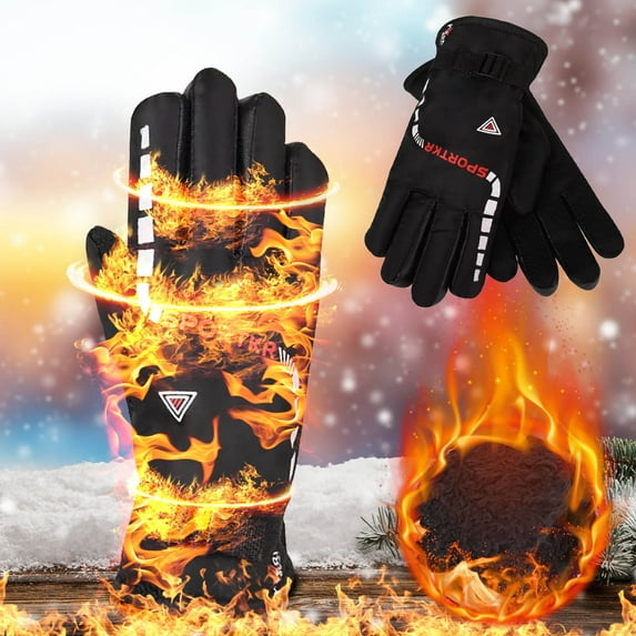 HengDidi Thermal Cycling Gloves with Reflective Strips, Windproof Design for Winter Sports & Outdoor Training