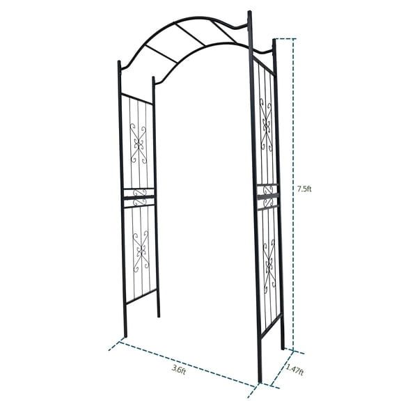 HengDidi Thickened Tube Garden Arch Trellis, 3.6x7.5Ft, Metal Archway Arbor Stable Outdoor Garden Trellis for Climbing Plants, Party Wedding Arch Decoration