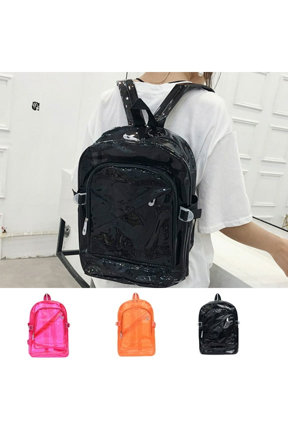 Transparent Backpack - Lightweight Water-Resistant Tote with Candy Color Design for Daily Commute, Gym, Festivals, and Outdoor Adventures Orange