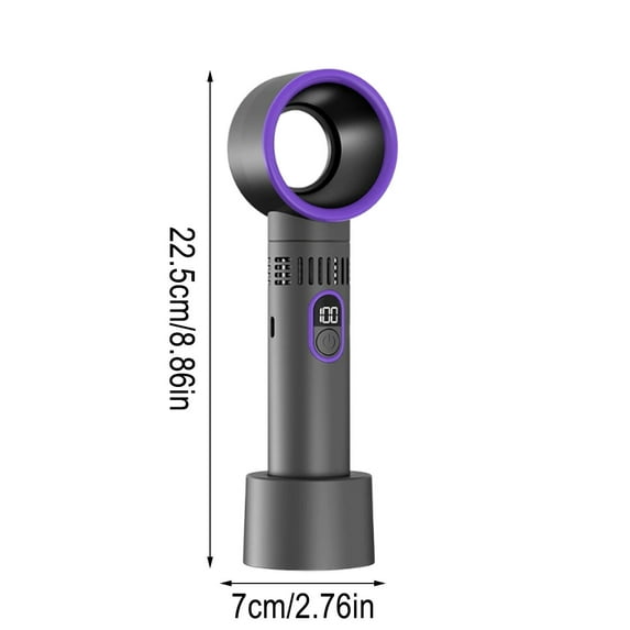 HengDidi USB Rechargeable Bladeless Portable Fan with Digital Display and Quiet Operation for Cooling and Personal Breeze - Ideal for Travel Desk and Bedroom Comfort