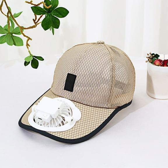 HengDidi USB Rechargeable Cooling Fan Sun Hat with Detachable 360° Fan, Three Wind Speeds, Washable Breathable Mesh Polyester Cap for Outdoor Sports, Traveling Comfort