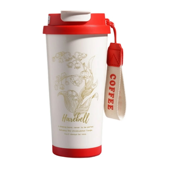 HengDidi Vacuum Insulated Stainless Steel Travel Mug with Straw 500ml Reusable Coffee Cup Custom Floral Print for On-the-Go Hydration